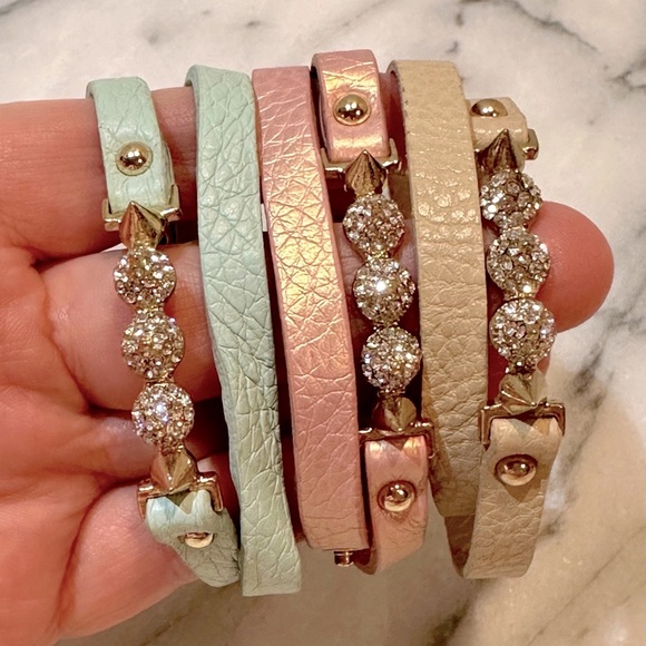 Crystal Spike Cuff Wrap Bracelet in Teal Blue - Picture 8 of 11